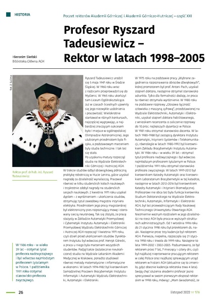 Plik:21 Poczet rektorow - Ryszard Tadeusiewicz Rektor w latach 1998–2005.pdf