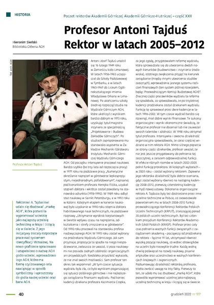 Plik:22 Poczet rektorow - Antoni Tajdus Rektor w latach 2005-2012.pdf