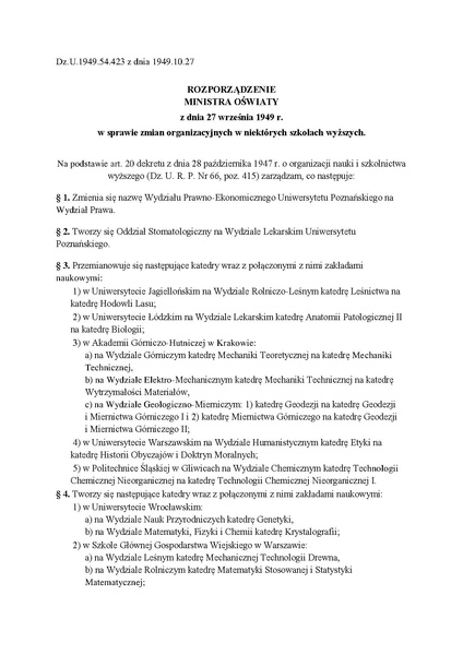 Plik:Rozporzadzenie Ministra Oswiaty z dnia 27 wrzesnia 1949 r.pdf