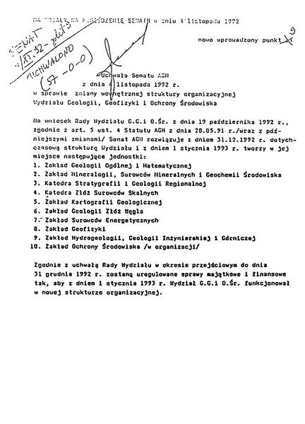 Plik:Uchwala Senatu AGH z dnia 4 listopada 1992 r w sprawie zmiany wewnetrznej struktury organizacyjnej WGGiOS.pdf