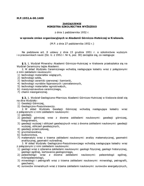 Plik:Zarzadzenie Ministra Szkolnictwa Wyzszego z dnia 1 pazdziernika 1952 r.pdf