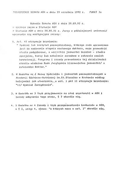 Plik:Protokol z Posiedzenia Senatu AGH w dniu 29 wrzesnia 1992 r.pdf