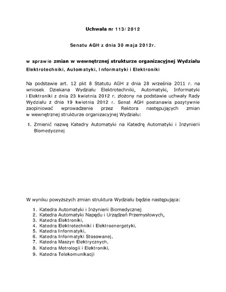 Plik:Uchwała nr 113 Senatu AGH z dnia 30 maja 2012 roku.pdf