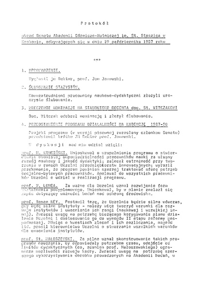 Plik:Protokol z posiedzenia Senatu AGH w dniu 29 pazdziernika 1987 roku.pdf