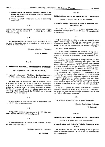 Plik:Zarzadzenie Ministra Szkolnictwa Wyzszego z dnia 30 grudnia 1961 r.pdf