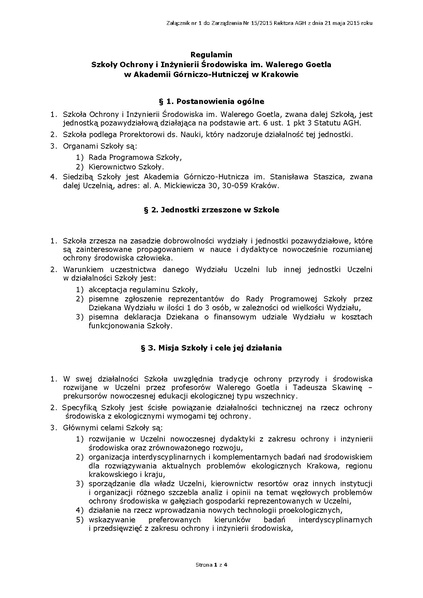 Plik:Regulamin Szkoly Ochrony i Inzynierii Srodowiska im. Walerego Goetla w AGH w Krakowie.pdf