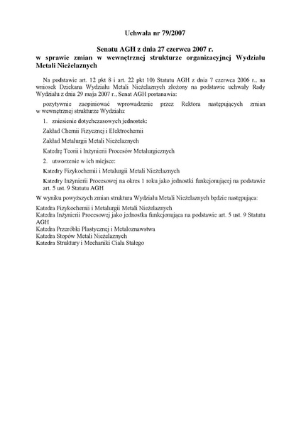Plik:Uchwała nr 79 2007 Senatu AGH z dnia 27 czerwca 2007 r.pdf