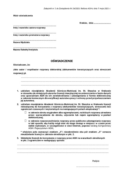 Plik:Zalacznik nr 3 do Zarzadzenia Nr 24 2021 Rektora AGH z dnia 7 maja 2021 r.pdf