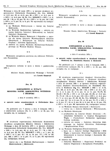 Plik:Zarzadzenie Ministra Nauki, Szkolnictwa Wyzszego i Techniki z dnia 6 wrzesnia 1974 r.pdf