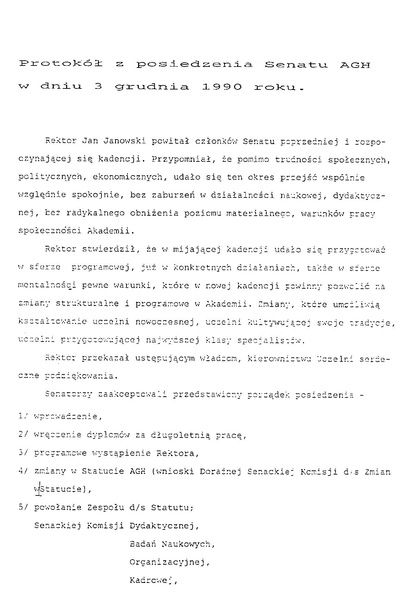 Plik:Protokol z posiedzenia Senatu AGH w dniu 3 grudnia 1990 roku.pdf