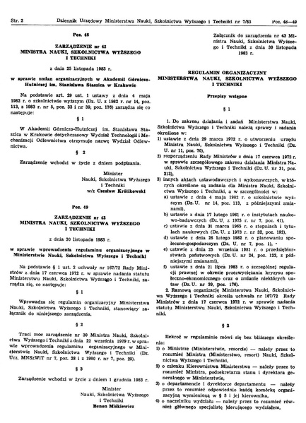 Plik:Zarzadzenie nr 42 Ministra Nauki, Szkolnictwa Wyzszego i Techniki z dnia 25 listopada 1983 r.pdf